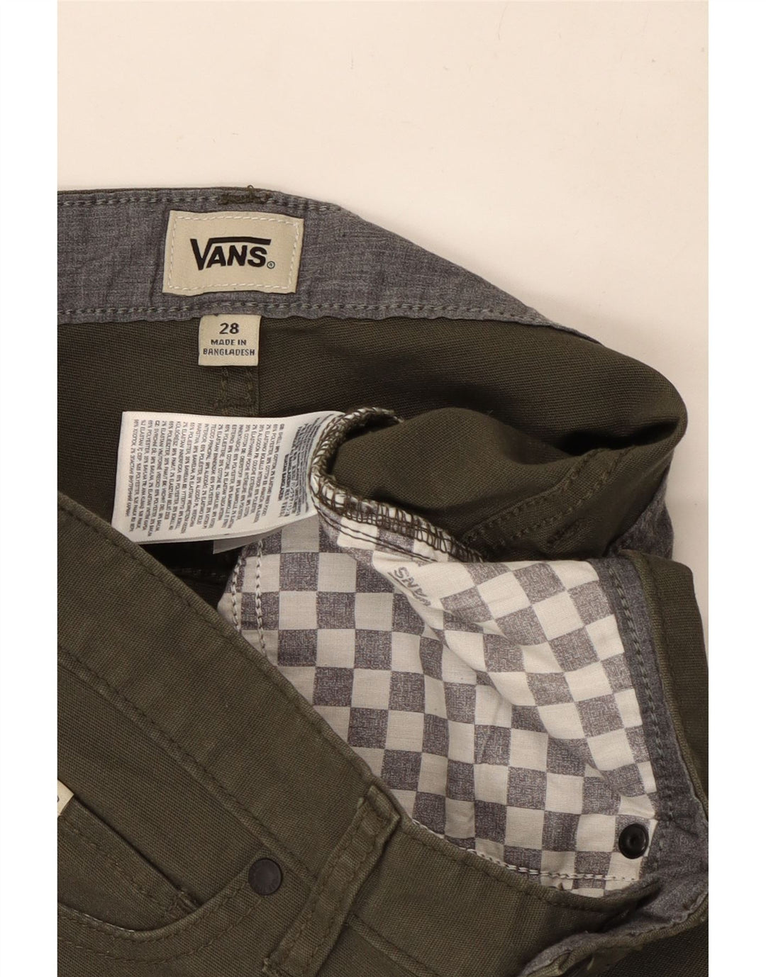 Męskie spodenki codzienne VANS W28, małe, bawełniane w kolorze khaki