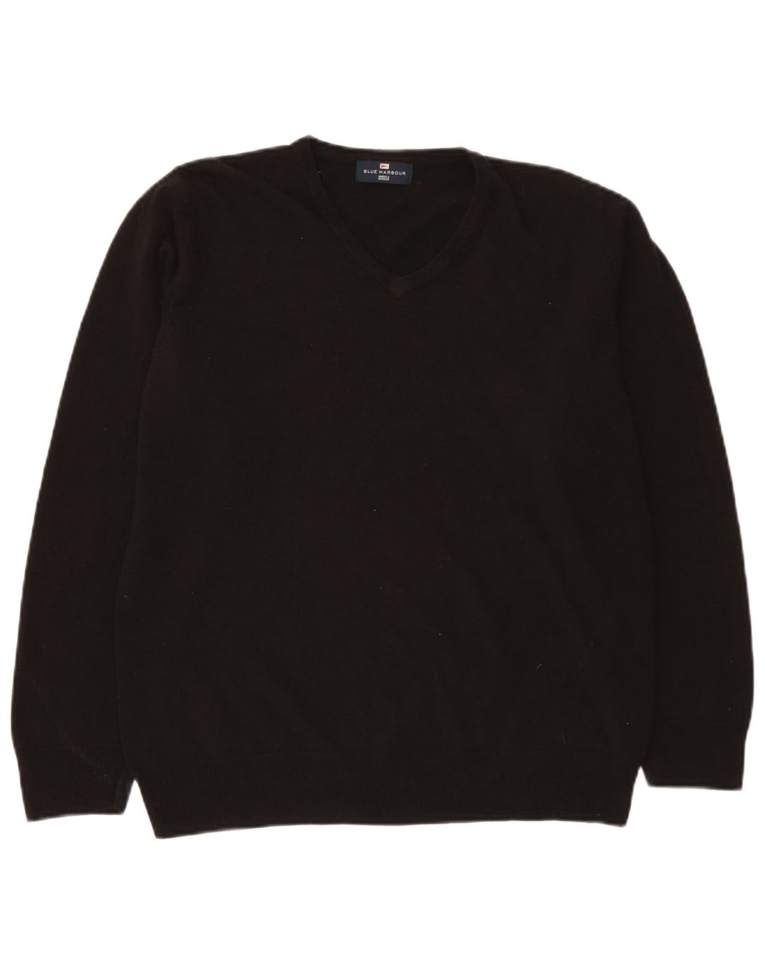 Męski sweter Marks & Spencer Blue Harbor z dekoltem w kształcie litery V, duży, czarny, akrylowy