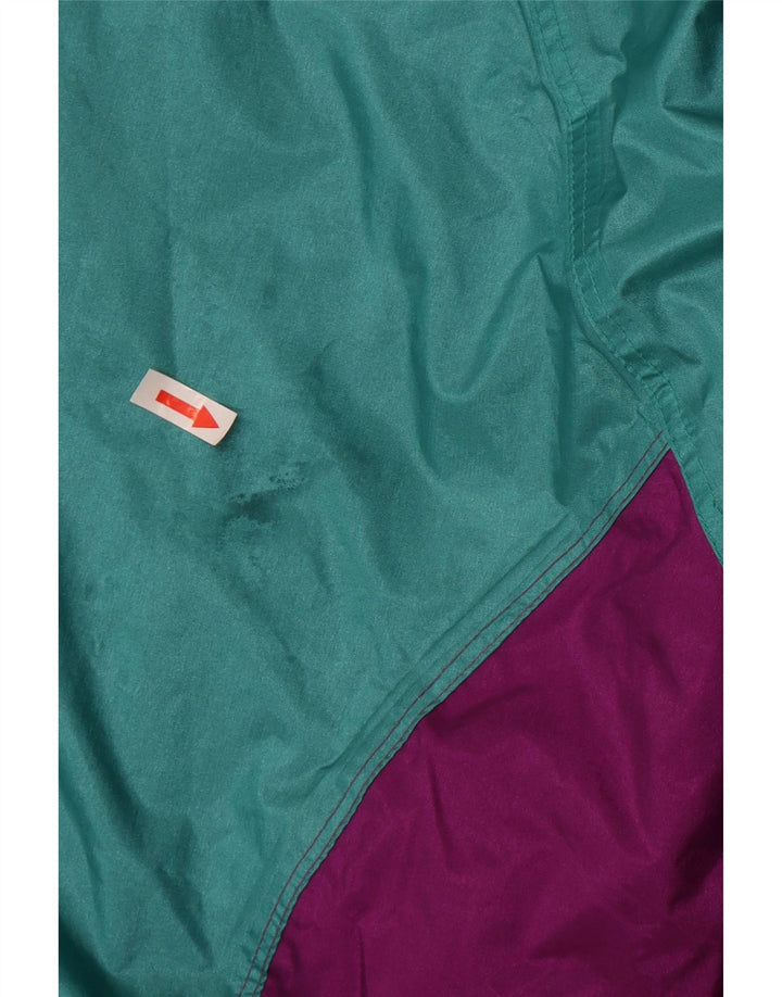 Męska kurtka przeciwdeszczowa Vintage UK 44 2XL Fioletowy nylon z blokami kolorów