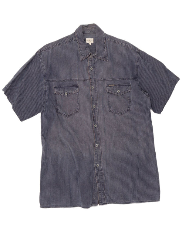 Koszula męska z krótkim rękawem Calvin Klein Jeans XL, granatowa, w prążki