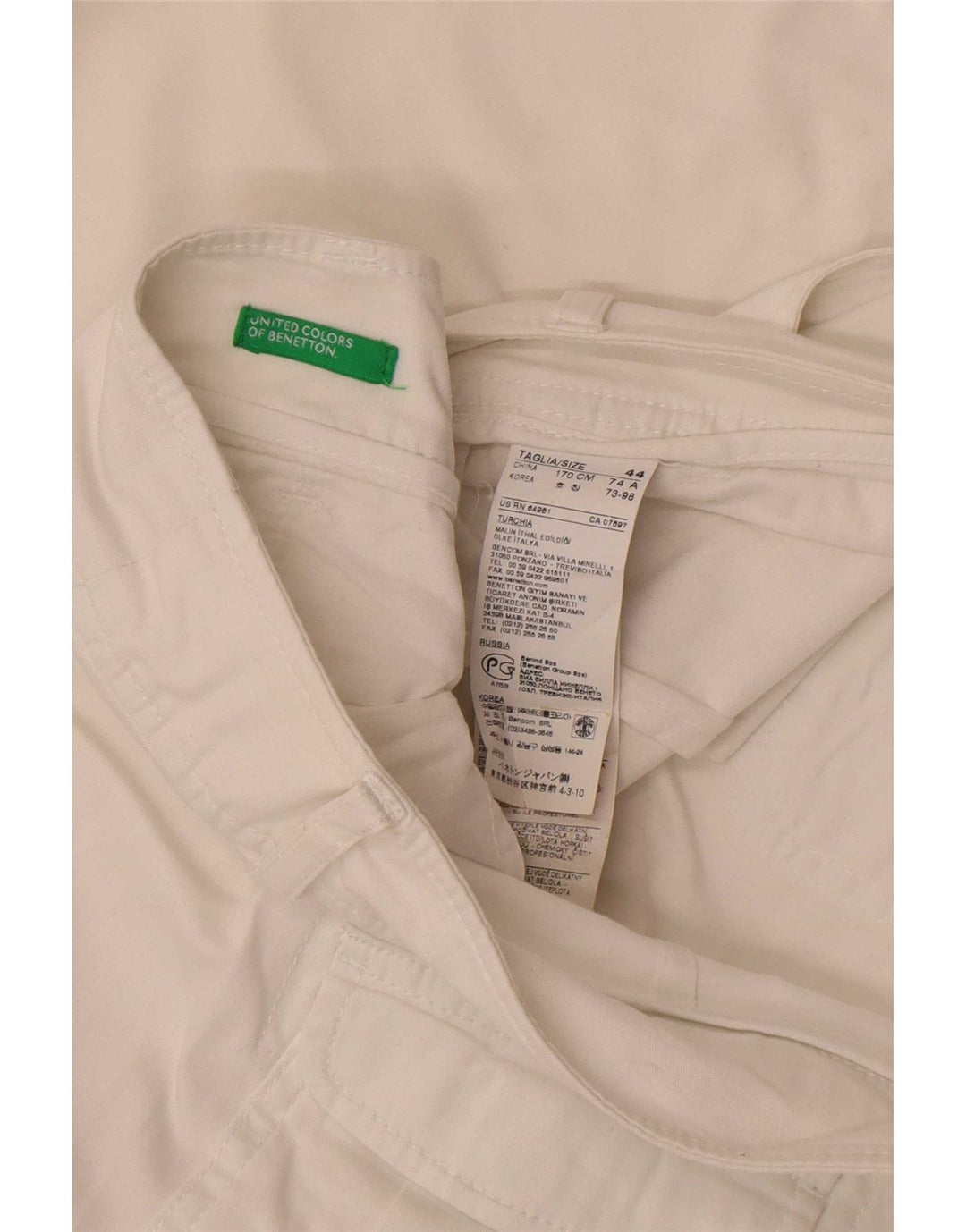 Spodnie damskie Benetton Bootcut IT 44 Medium W32 L32 Biała bawełna