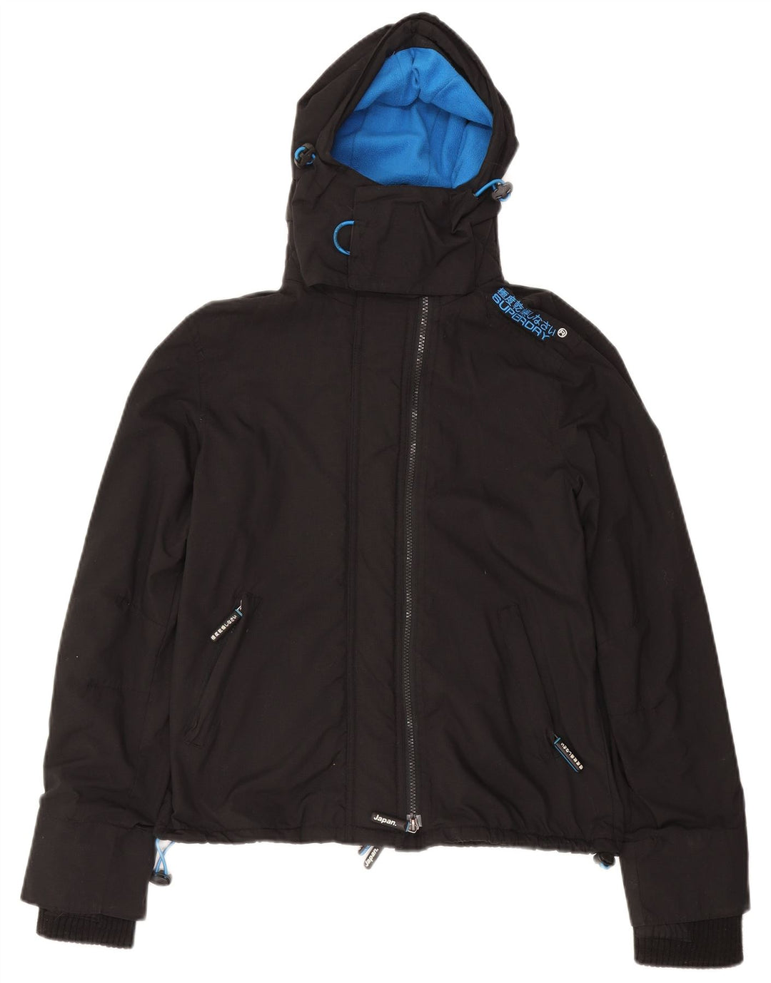 SUPERDRY Womens Hooded Windbreaker Jacket UK 16 Large Black Nylon