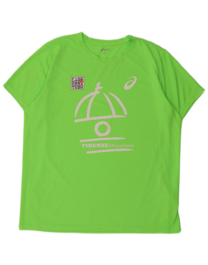 Męska koszulka z grafiką Asics, XL, zielony, poliester