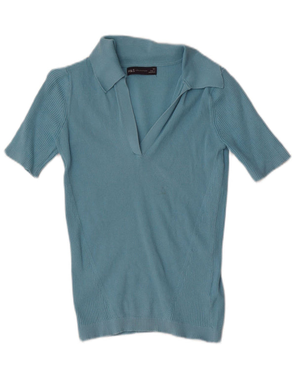 Damska koszulka polo Marks & Spencer UK 4 XS, niebieska, bawełniana