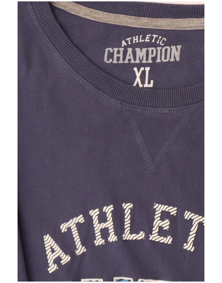Męski graficzny top Champion z długim rękawem XL, niebieski