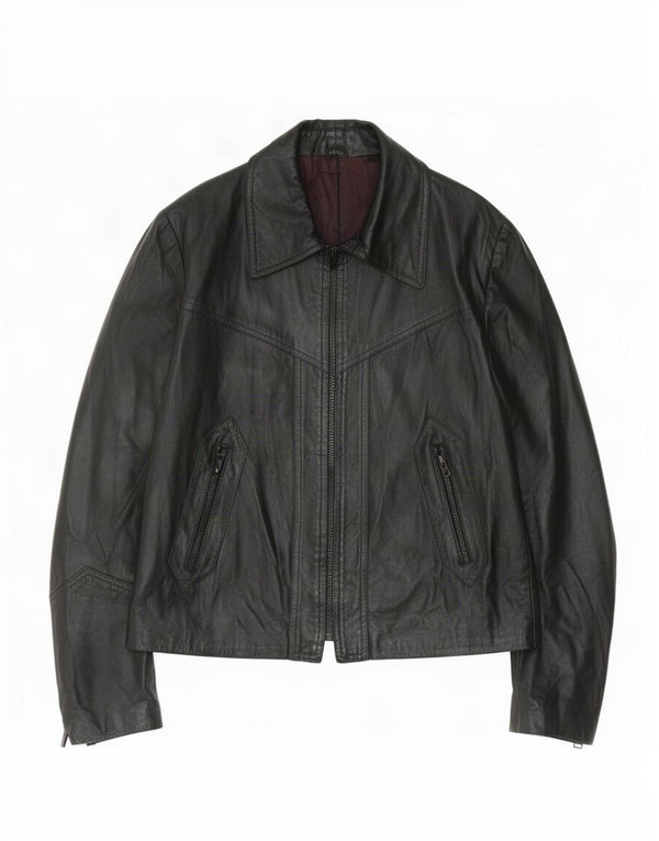 Vintage Womens Leather Jacket UK 14 Medium Black