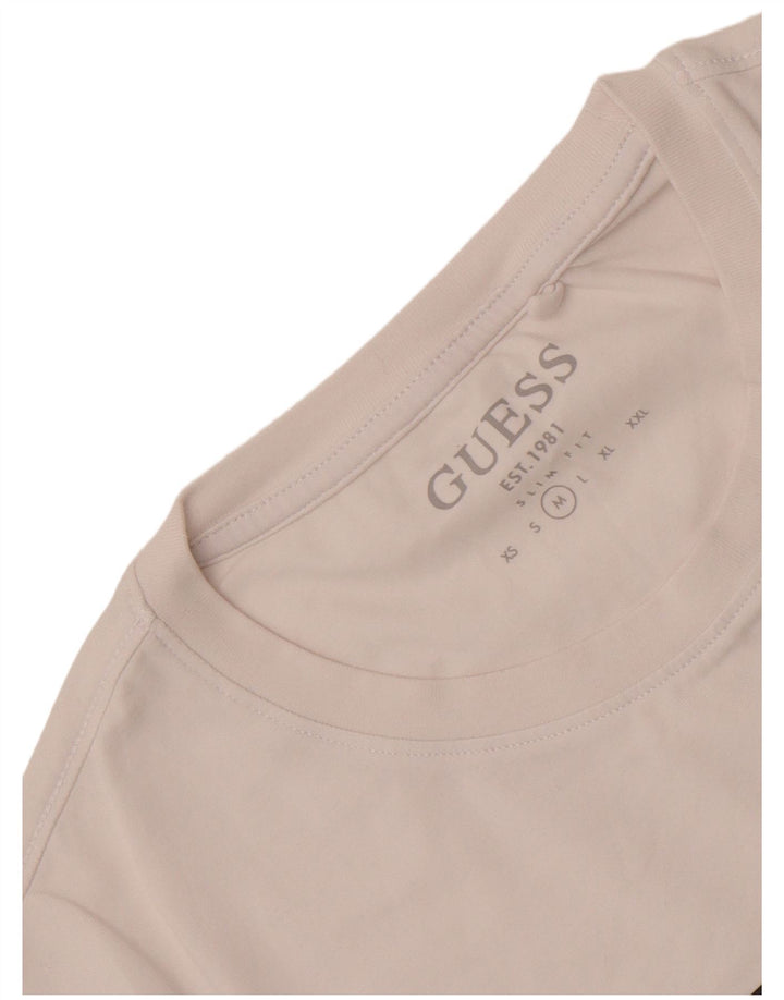 Męski T-shirt Guess Slim Fit z grafiką, średni biały