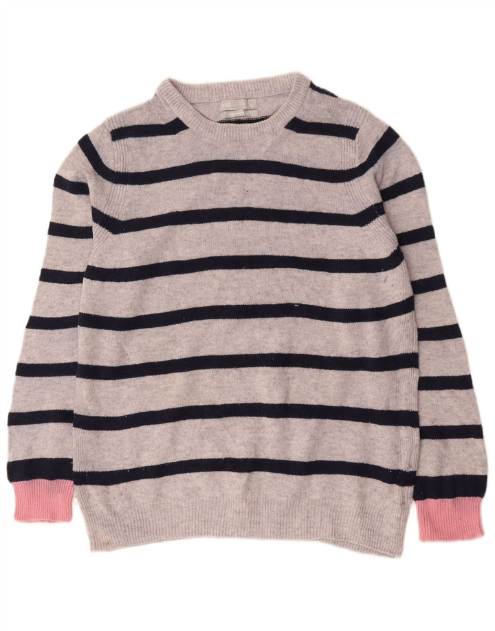 Marks & Spencer Damski sweter z okrągłym dekoltem, UK 16, duże, szare paski