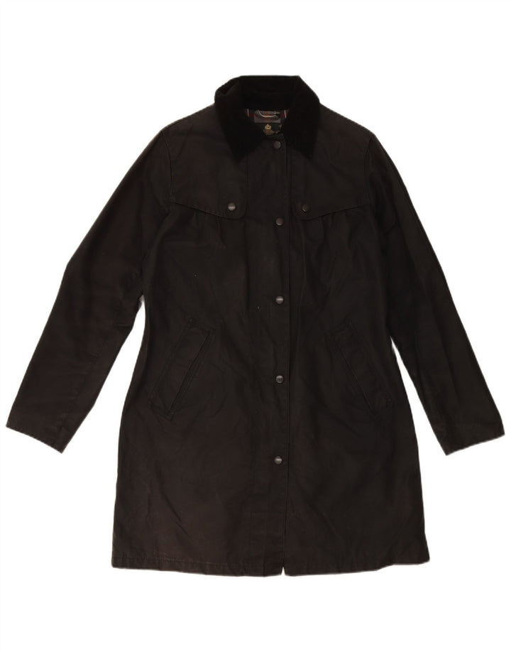 Damski płaszcz oversize z woskowanej bawełny BARBOUR UK 10, mały, czarny, bawełniany