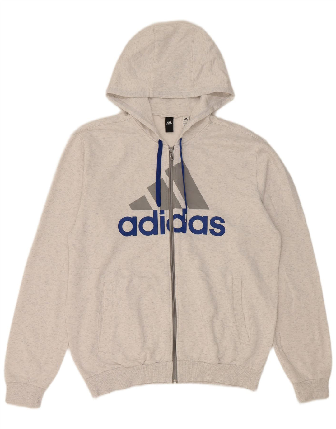 Męski sweter Adidas z grafiką i zamkiem błyskawicznym, średni, w kolorze złamanej bieli, nakrapiany