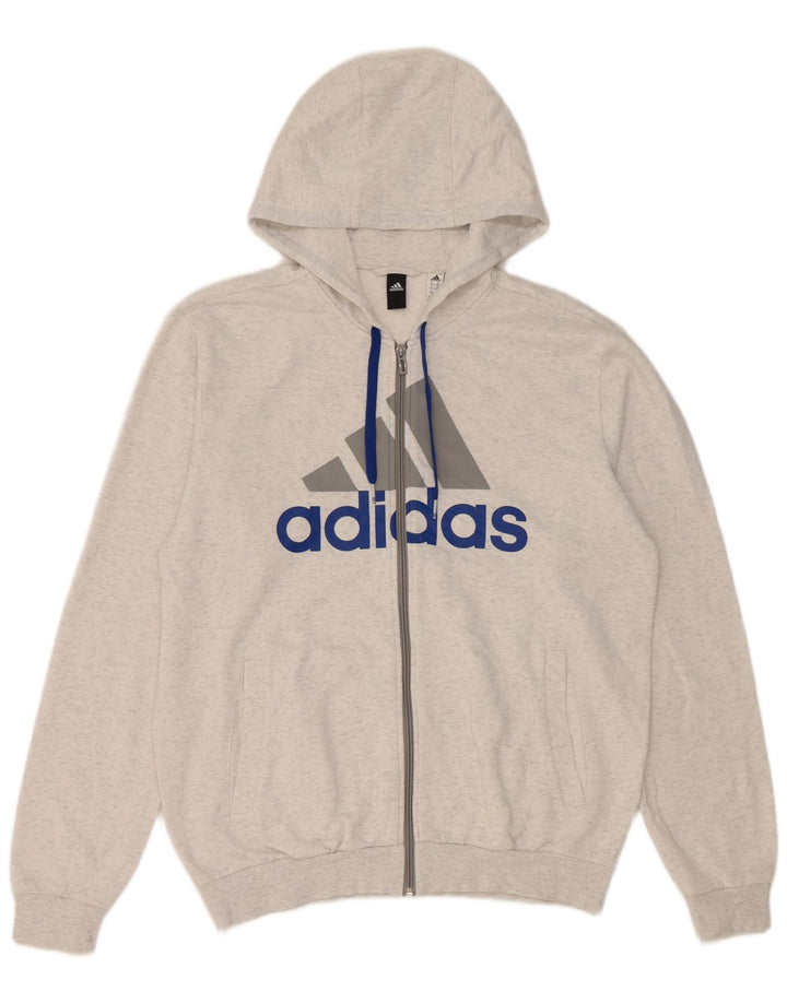 Męski sweter Adidas z grafiką i zamkiem błyskawicznym, średni, w kolorze złamanej bieli, nakrapiany