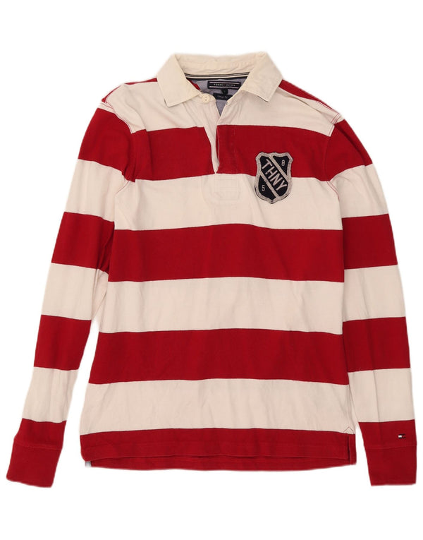 Męska koszulka polo do rugby Tommy Hilfiger w stylu vintage, małe, czerwone paski