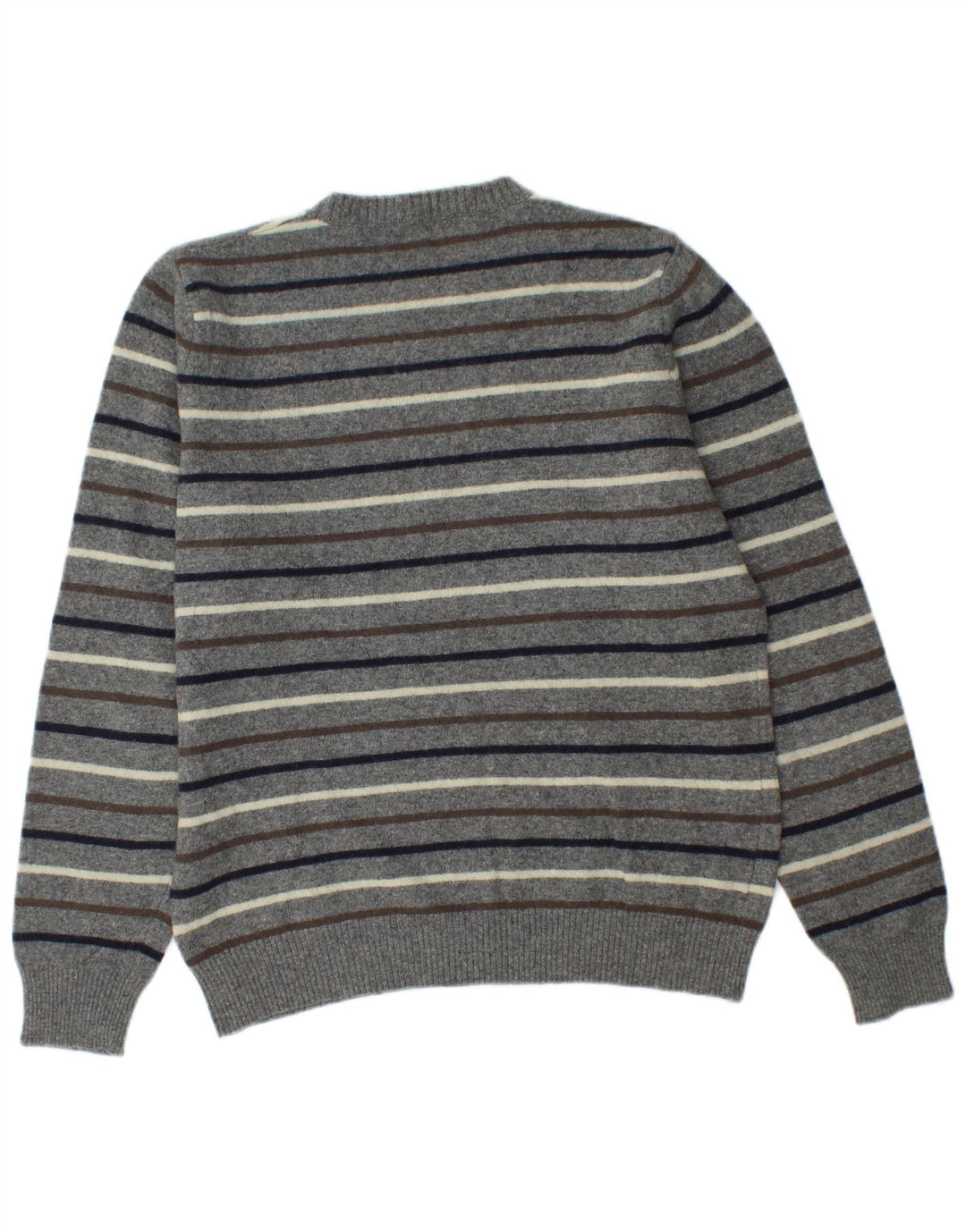 Męski sweter z okrągłym dekoltem Benetton w średnie szare paski