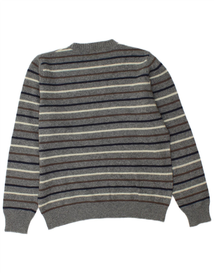 Męski sweter z okrągłym dekoltem Benetton w średnie szare paski