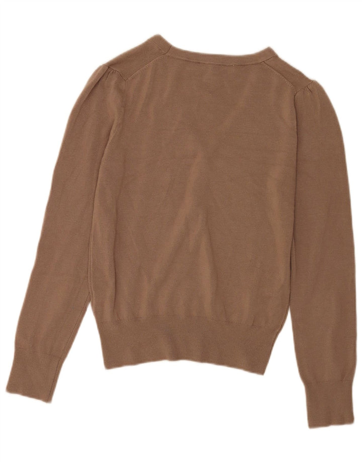 Sweter damski Zara z dekoltem w kształcie litery V, UK 12, średni brąz, wiskoza