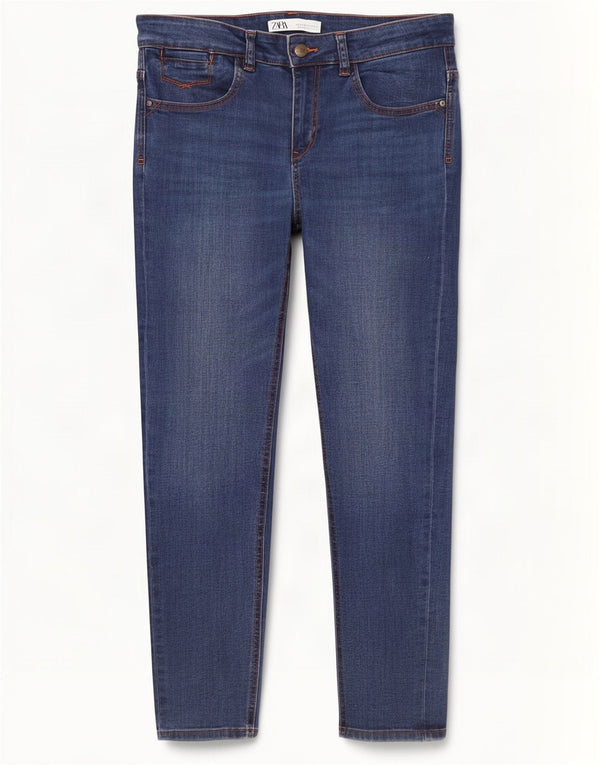 Zara Womens Crop Skinny Jeans EU 42 Large W32 L26 Blue Cotton