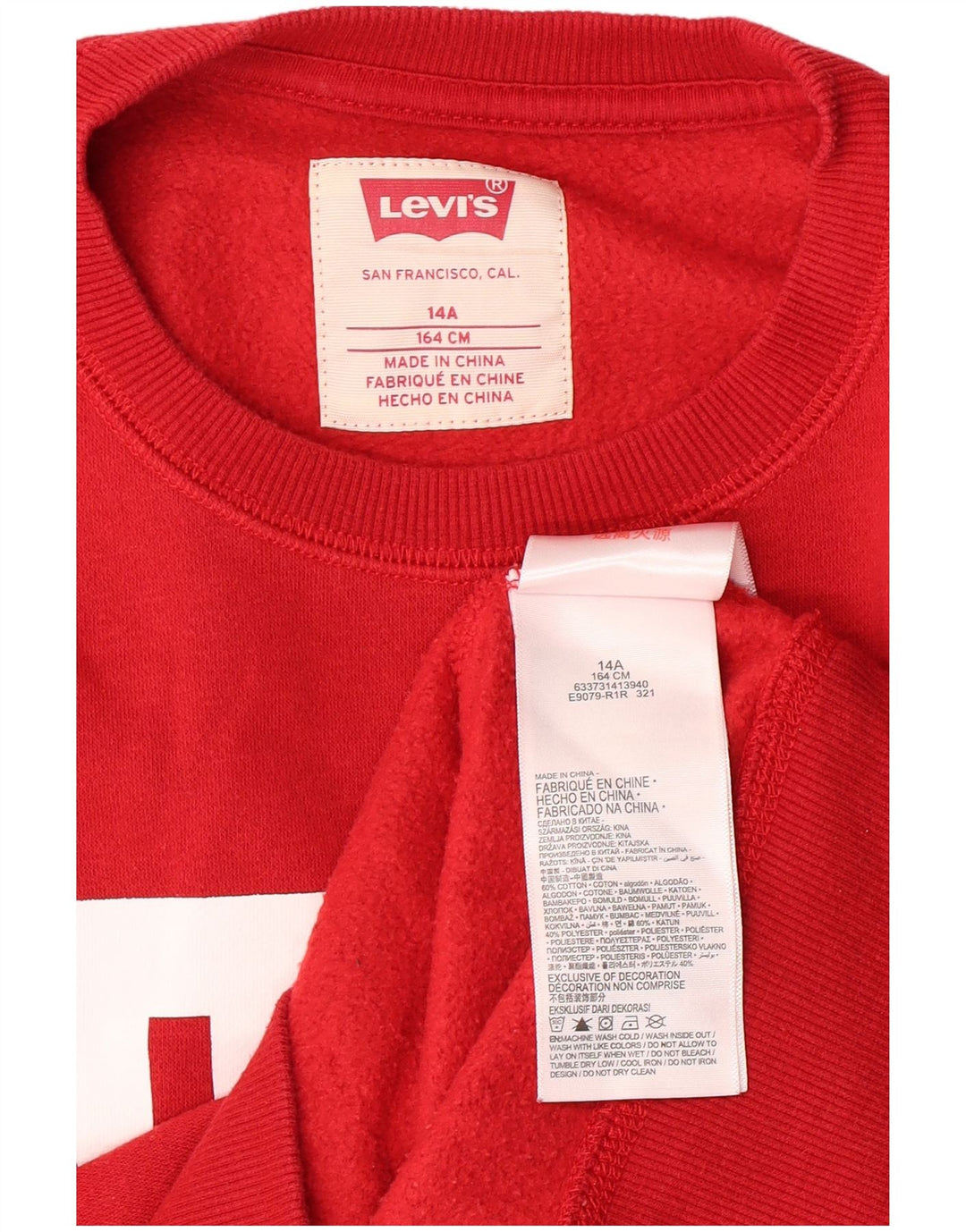 Bluza chłopięca LEVI'S z grafiką, 13-14 lat, czerwona, bawełniana
