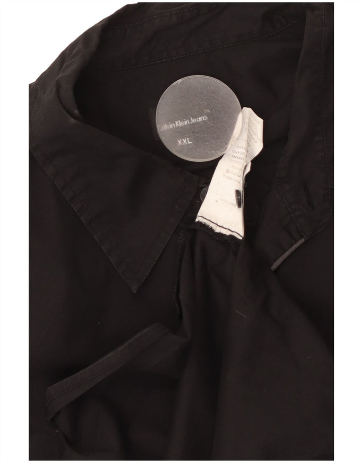 Męska koszula z krótkim rękawem Calvin Klein Jeans, 2XL, czarna, bawełniana