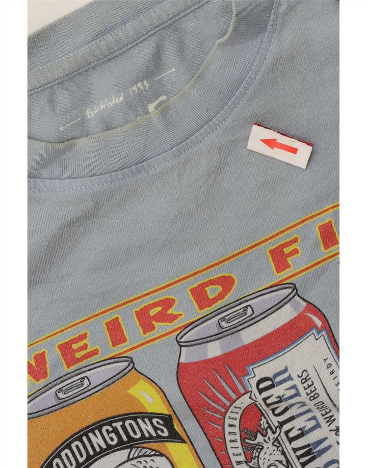 Męski T-shirt z grafiką Weird Fish, duży, niebieski, bawełniany