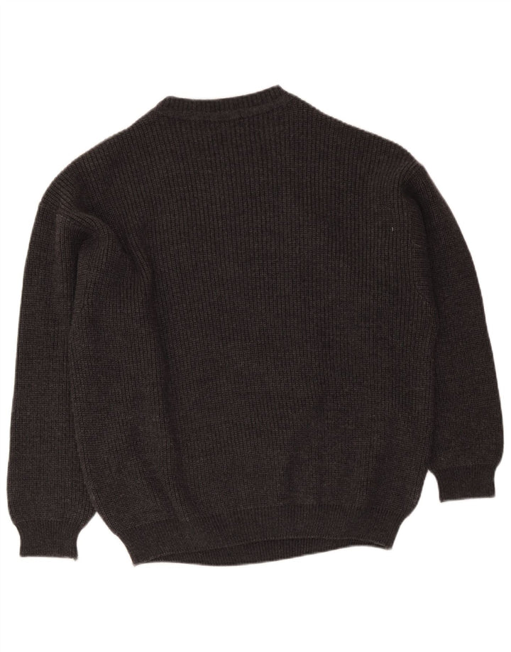 Męski sweter z okrągłym dekoltem Montezemolo, duży, szary, klasyczny