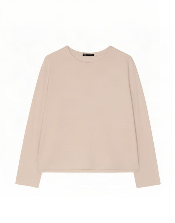 Damski top z długim rękawem Zara UK 18 XL, biały