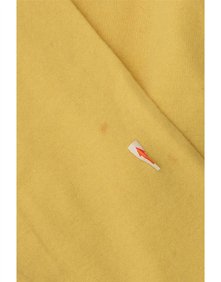 Męski sweter z dekoltem w kształcie litery V, Benetton IT 52, duży, żółty, wełniany