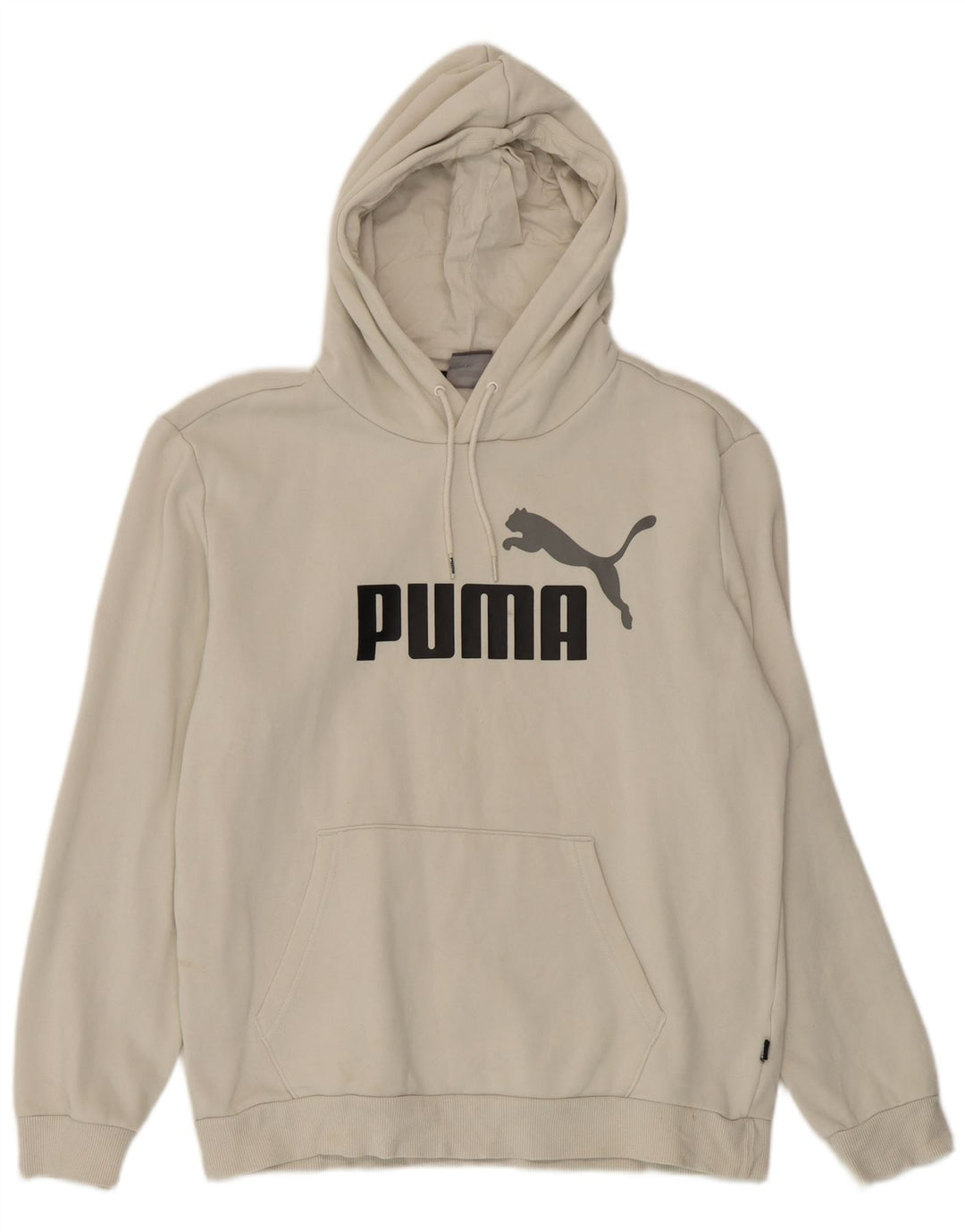 Męski sweter z kapturem Puma z grafiką, średnio beżowy, bawełniany