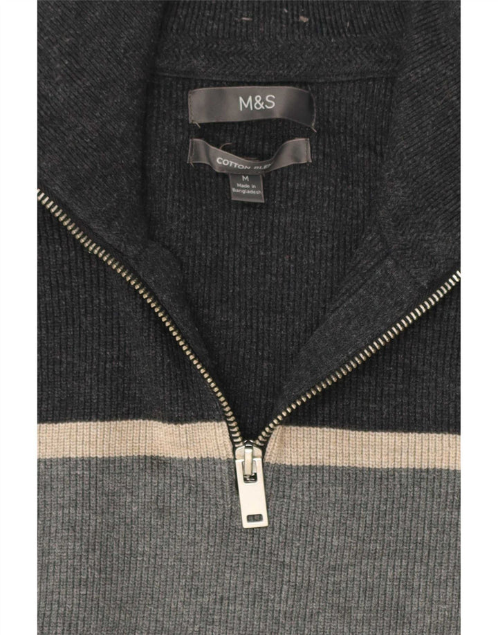 Marks & Spencer Męski sweter z zamkiem błyskawicznym, średni, wielokolorowy