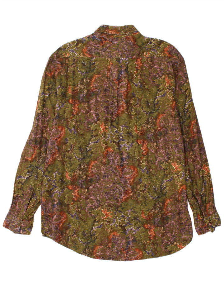 Koszula męska w stylu vintage, mała, zielona w kwiaty