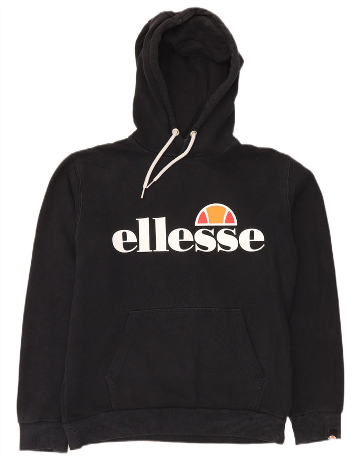 Damski sweter oversize z kapturem i grafiką ELLESSE UK 8, mały, czarny, bawełniany