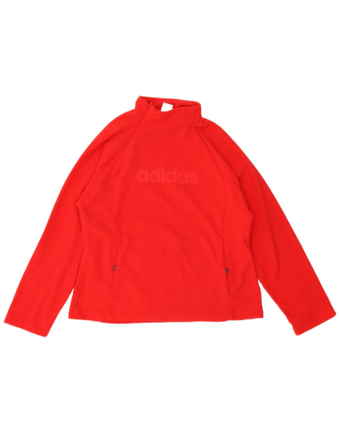 Damska bluza polarowa Adidas z graficznym zamkiem błyskawicznym UK 16, duża, czerwona, poliestrowa