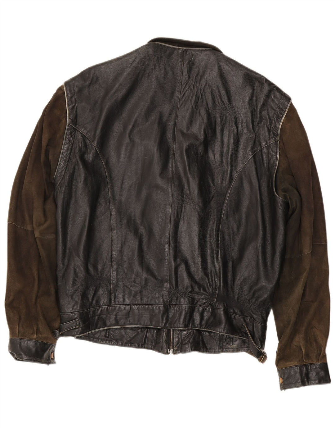Męska kurtka skórzana w stylu vintage IT 56 3XL Czarna skóra z blokami kolorów
