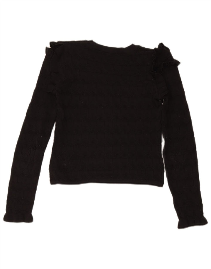 Damski sweter Zara z dekoltem w łódkę, UK 8, mały, czarny poliester