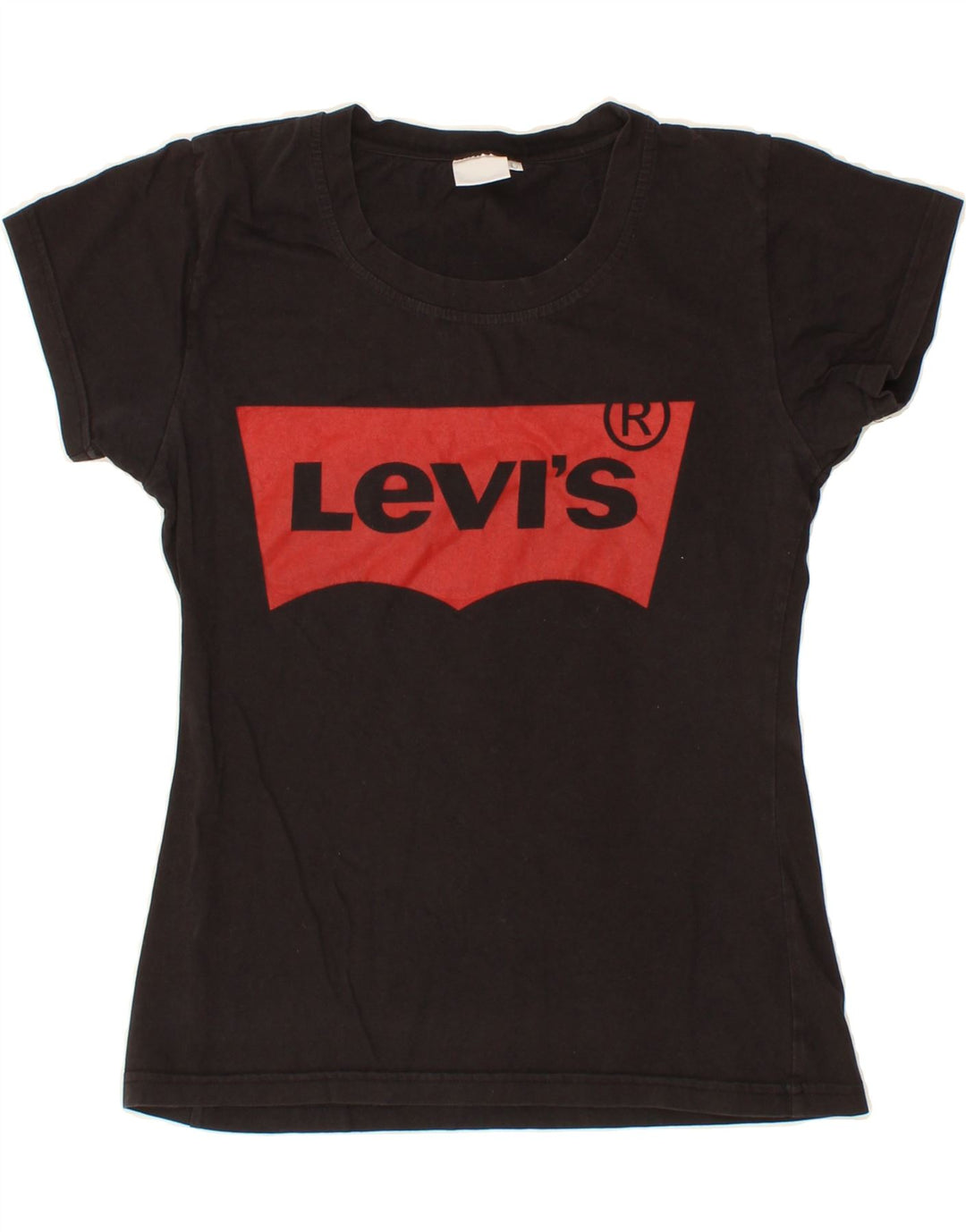 LEVI'S Womens Graphic T-Shirt Top UK 14 Large Black Vintage Levi's and Second-Hand Levi's from Messina Hembry 