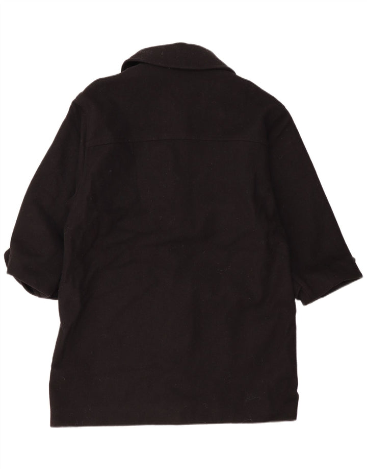 Vintage damski oversize budrysowy płaszcz UK 14, średnia czarna wełna