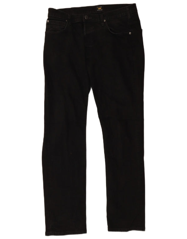 LEE Męskie proste dżinsy W36 L32 Czarne bawełniane