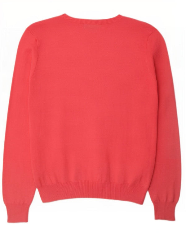 Sweter damski Ralph Lauren z dekoltem w kształcie litery V, UK 12, średnio różowy, bawełniany