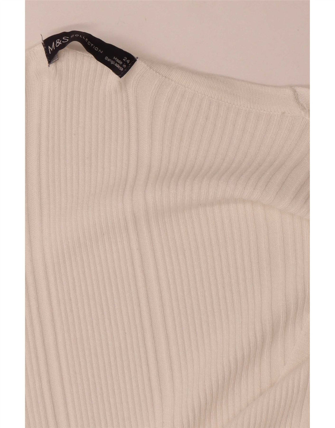 Marks & Spencer Damski sweter z dekoltem w kształcie litery V, UK 24 4XL, biały