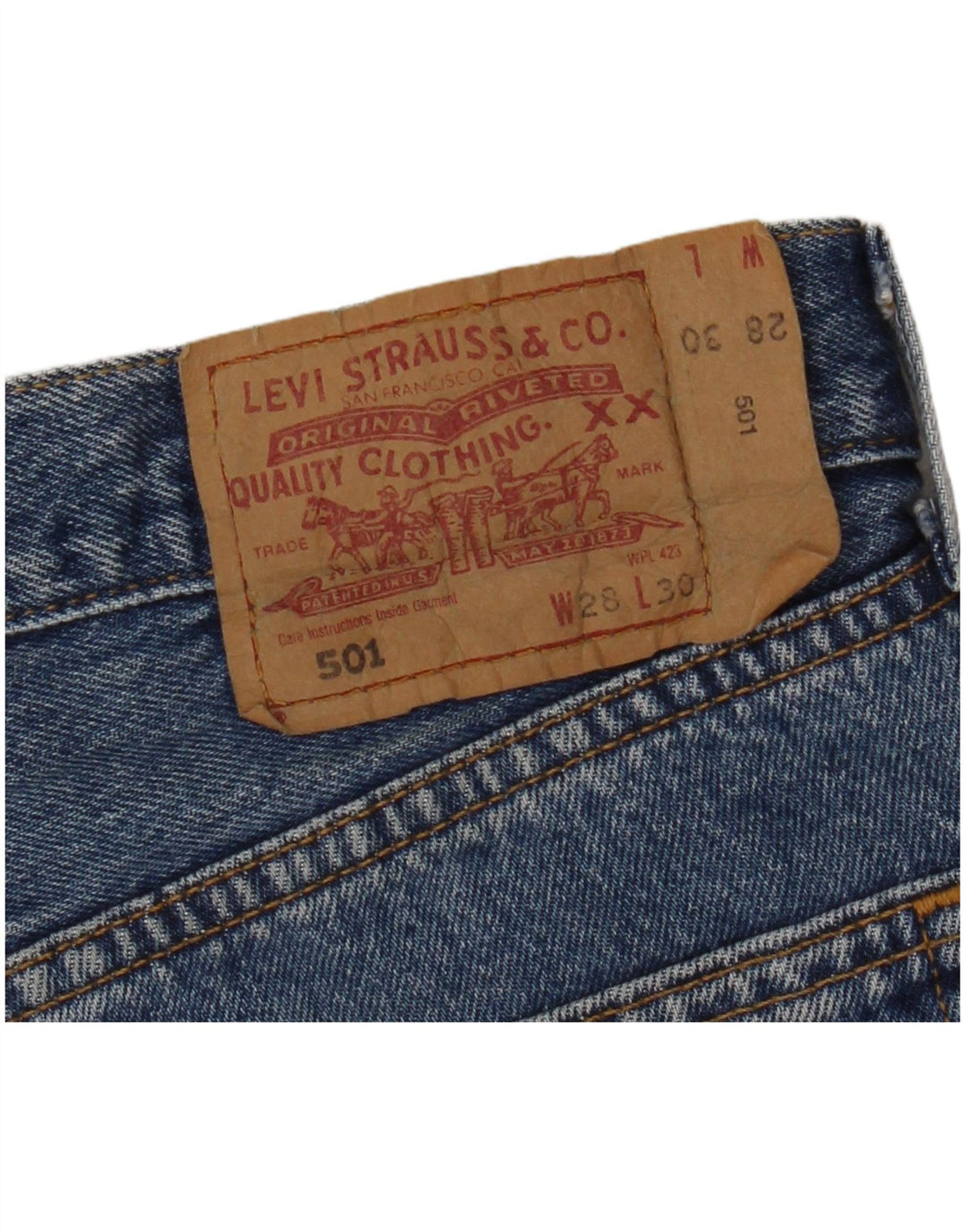 Damskie spodenki jeansowe LEVI'S 501 W28 w kolorze średnioniebieskim