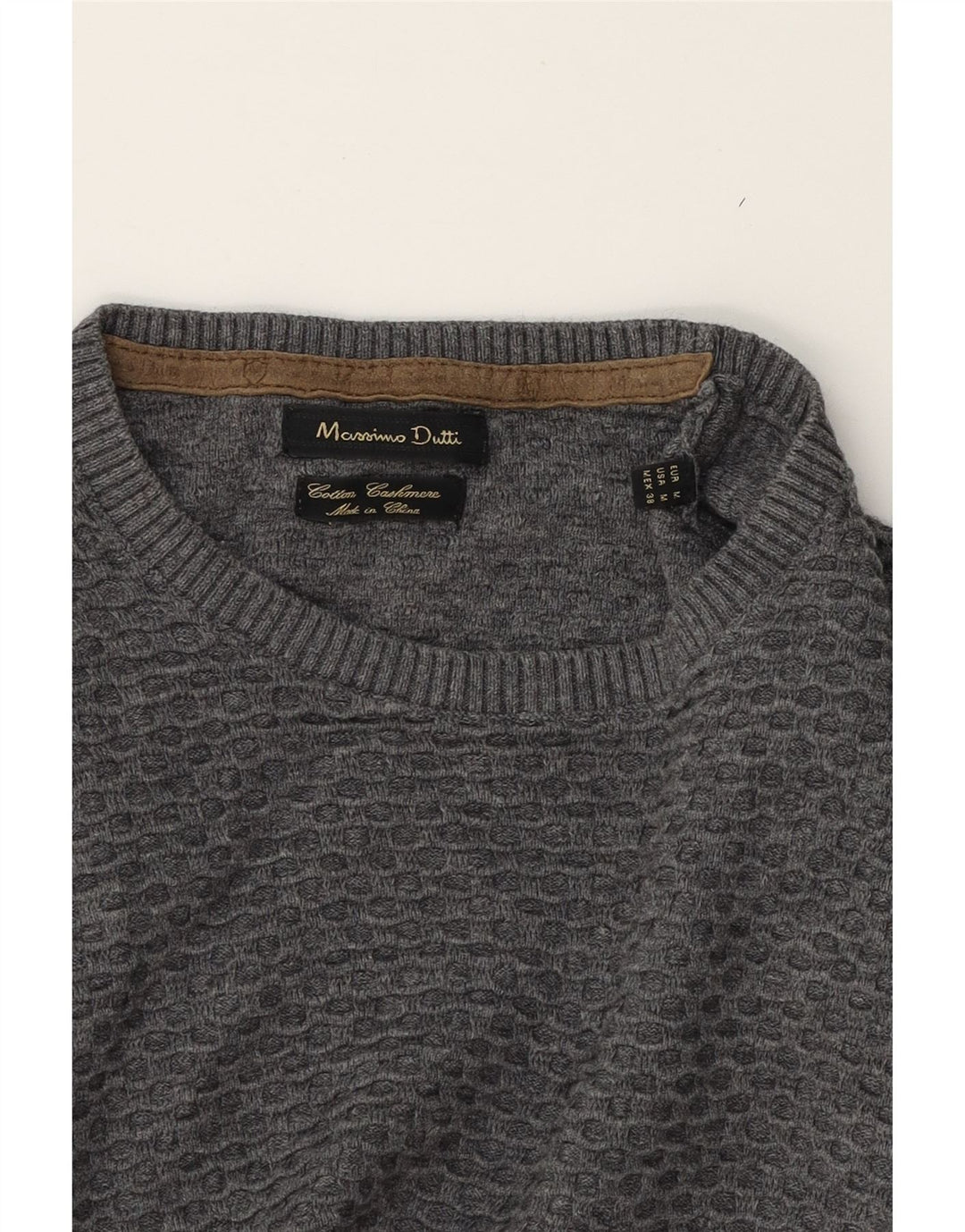 MASSIMO DUTTI Womens Crew Neck Jumper Sweater UK 12 Medium Grey Cotton Vintage Massimo Dutti and Second-Hand Massimo Dutti from Messina Hembry 