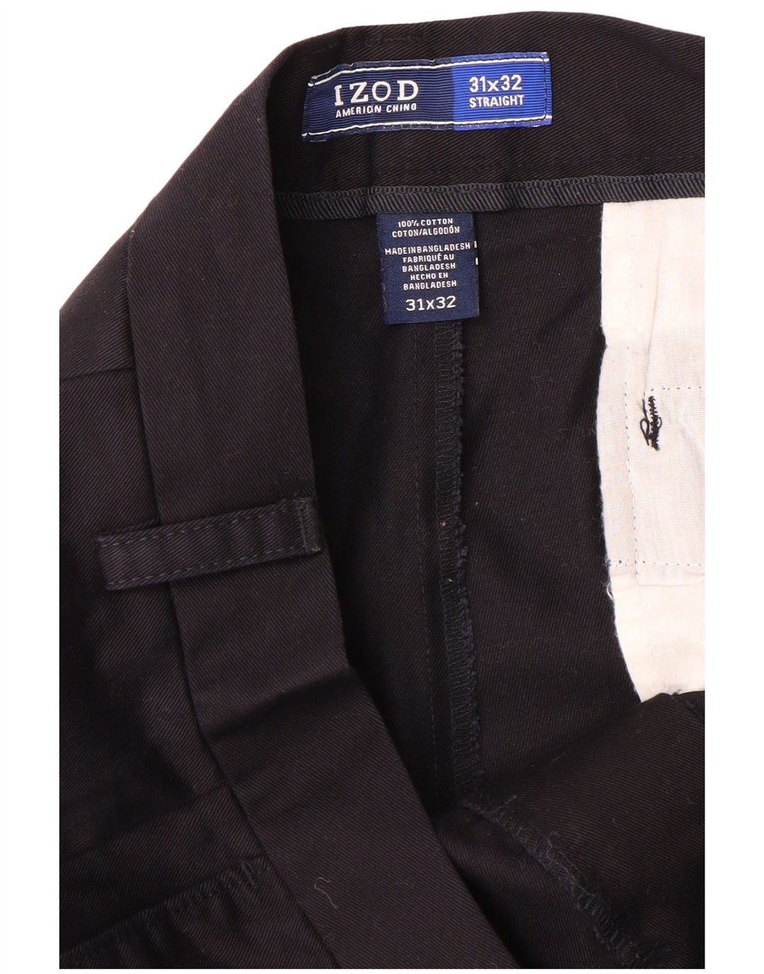 Spodnie męskie IZOD proste chino W31 L32 granatowe bawełniane