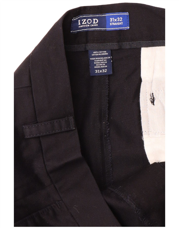 Spodnie męskie IZOD proste chino W31 L32 granatowe bawełniane