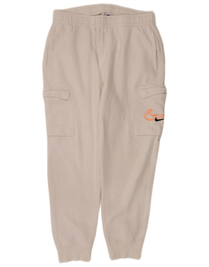 NIKE Mens Graphic Cargo Tracksuit Trousers Joggers Large  White Cotton