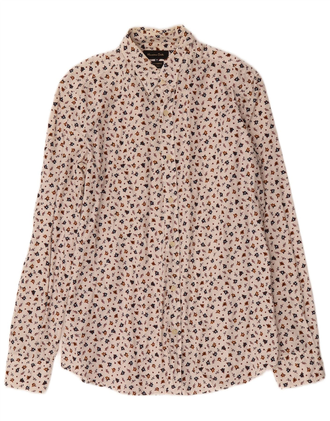 Koszula męska Massimo Dutti, średnia, biała, bawełniana w kwiaty