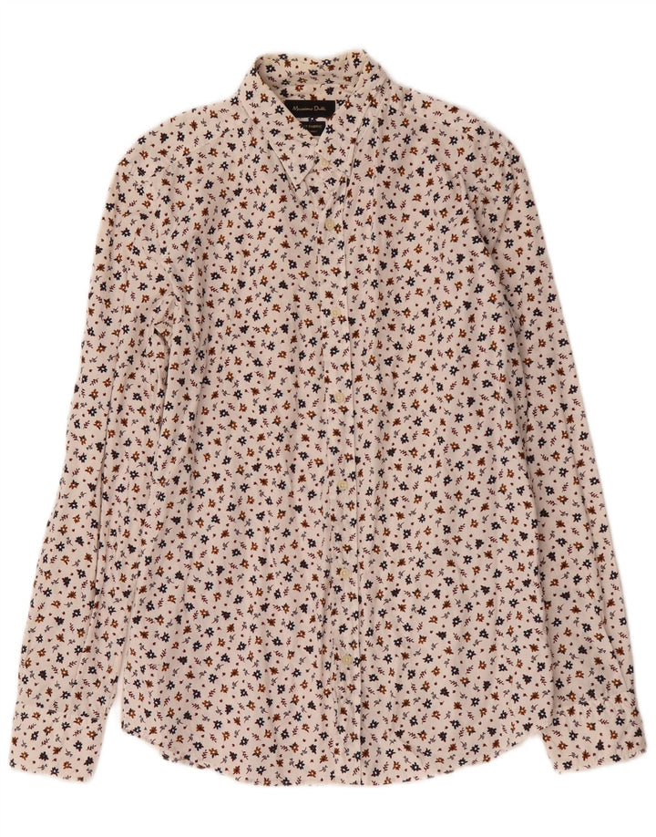 Koszula męska Massimo Dutti, średnia, biała, bawełniana w kwiaty
