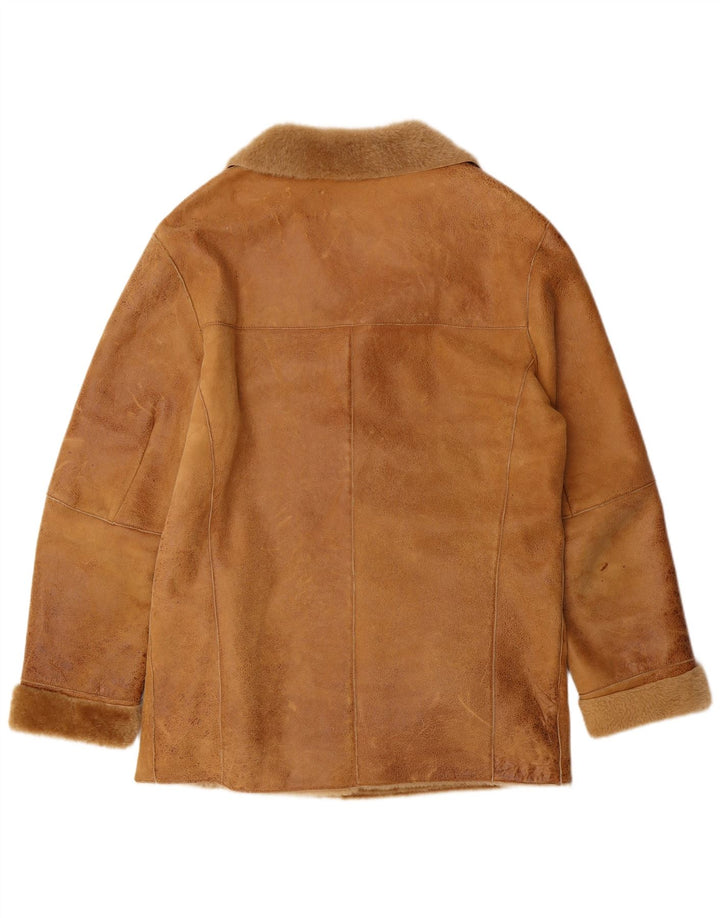 MUNPER Mens Shearling Jacket IT 50 Large Brown Leather