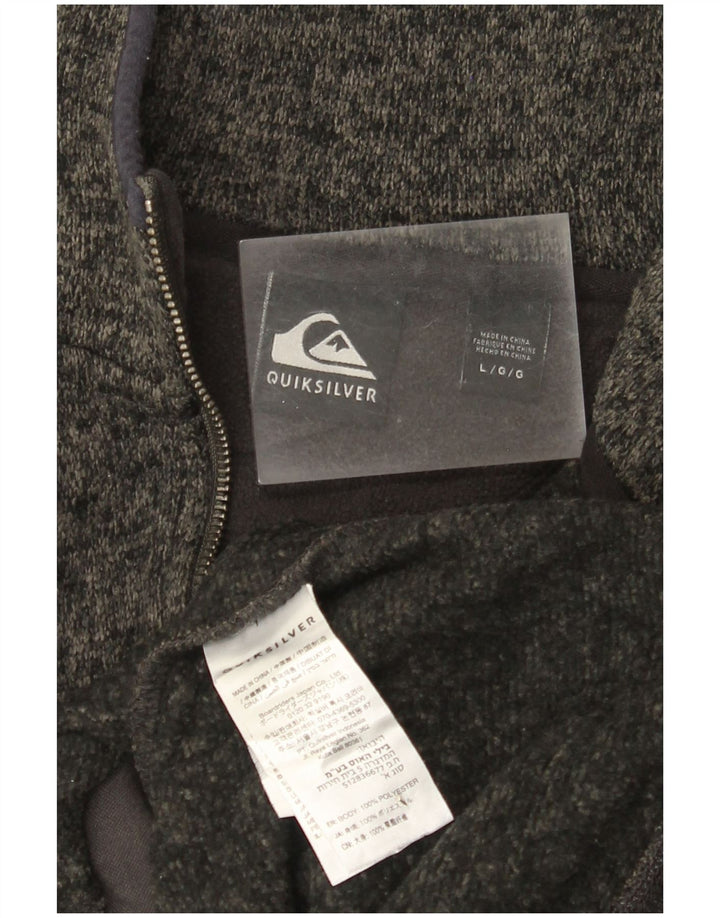 Męski sweter z kapturem i zamkiem błyskawicznym Quiksilver, duży szary poliester w blokach kolorów