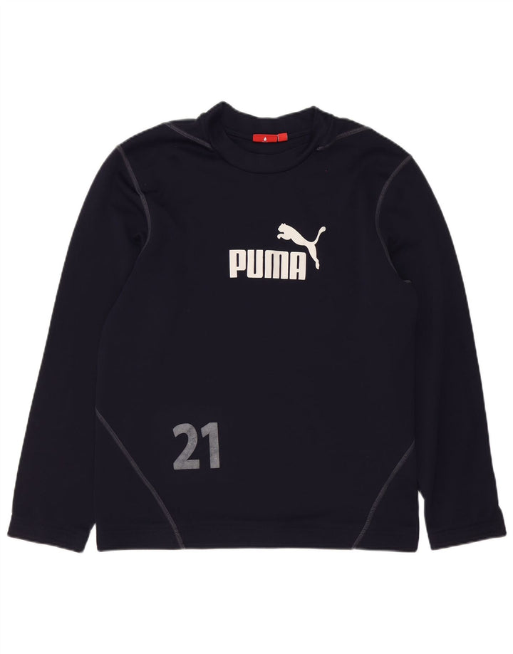 Męski top graficzny Puma z długim rękawem, średni granatowy
