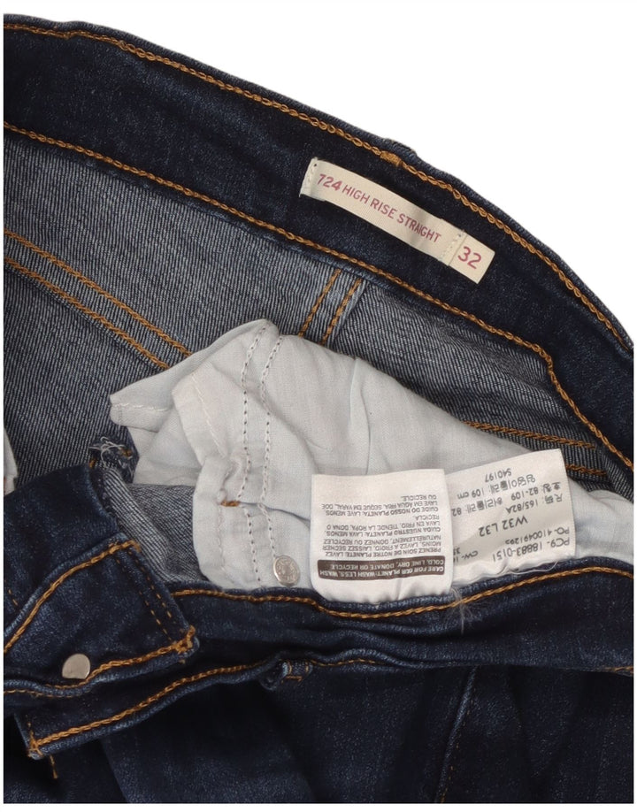 Damskie jeansy Levi's 724 z wysokim stanem i prostym W32 L32 Niebieskie