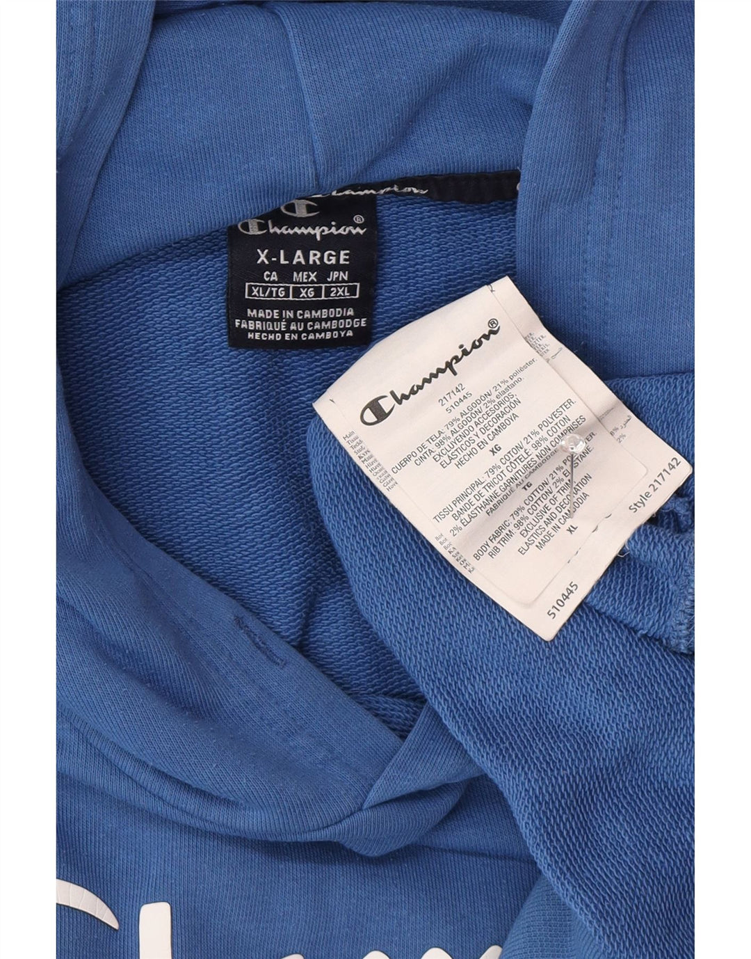 Męski sweter z kapturem Champion Graphic XL, niebieski, bawełniany